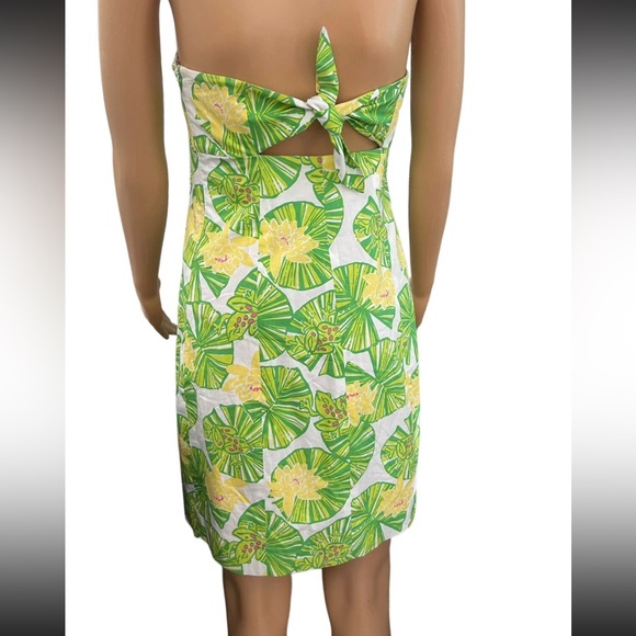 Lilly Pulitzer Strapless Franco Mini Dress Prep Green Leaves Frogs Size 2 EUC - Picture 8 of 11